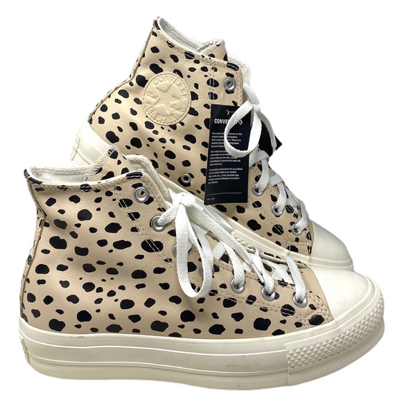 Converse Shoes - Converse Ctas Lift Platform Shoes High Leopard Leather Women Custom 568163C-WWLO